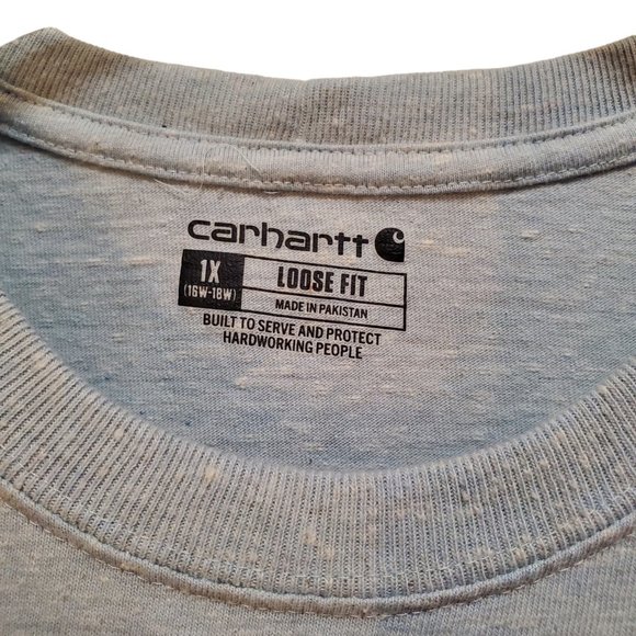 Carhartt Men`s Size 1X Crew Neck T Shirt Loose Fit Short Sleeve Pocket Blue - Picture 4 of 5